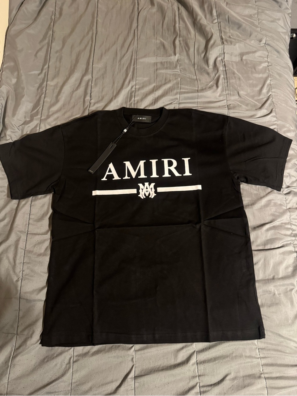 AMIRI Black T-Shirt with White Logo Bar